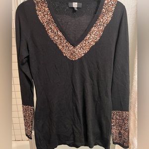 Black sequined sweater by Saks Fifth Avenue